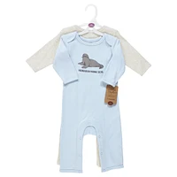 Touched by Nature Baby Boys Organic Cotton Coveralls, Endangered Seal, 18-24 Months