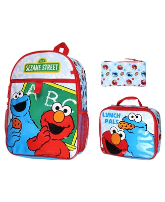 Sesame Street Abc Cookie Monster Elmo 3 Pc Backpack Lunch Box Pencil Pouch