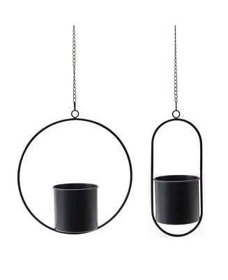 Slickblue Modern Hanging Planter With Frame (Set of 2)