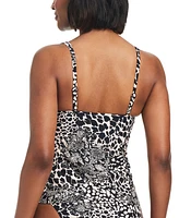 Bar Iii Women's Printed Lace-Up Sweetheart Tankini, Created for Macy's