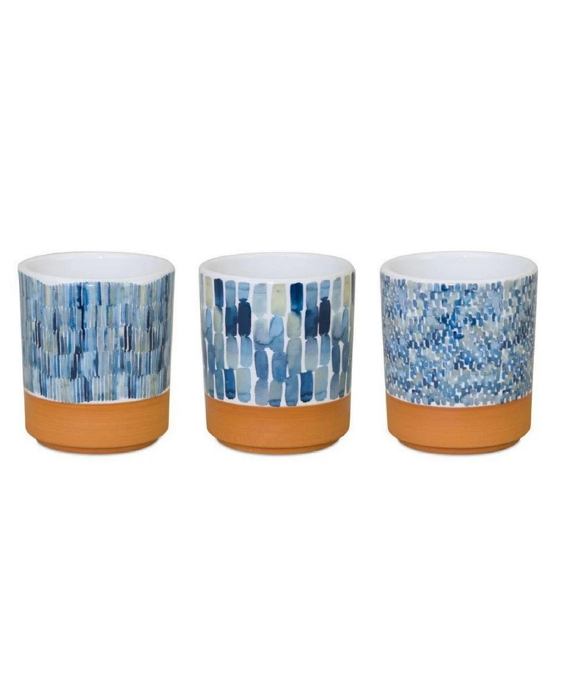 Slickblue Watercolor Planter With Terra Cotta Accent (Set of 3)