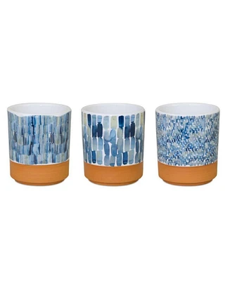 Slickblue Watercolor Planter With Terra Cotta Accent (Set of 3)