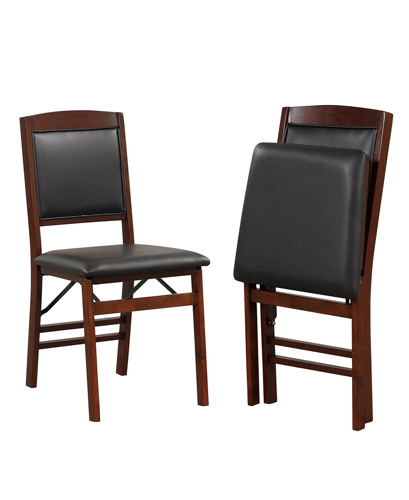 Costway 2 Pack Folding Dining Chairs Foldable Chairs with Pvc Padded Seat & High Backrest