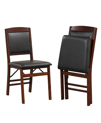 Costway 2 Pack Folding Dining Chairs Foldable Chairs with Pvc Padded Seat & High Backrest