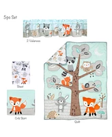 Bedtime Originals Woodland Friends Animals Mint/Gray 5-Piece Crib Bedding Set