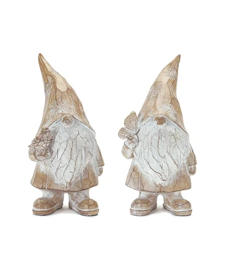 Slickblue Carved Spring Gnome Figurine (Set of 2)