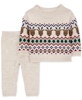 Carter's Baby Girls Cotton Fair Isle Sweater & Pants, 2 Piece Set