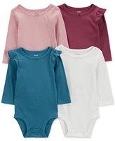 Carter's Baby Girls Long-Sleeve Bodysuits, Pack of 4