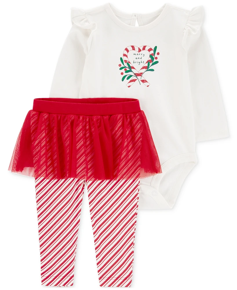 Carter's Baby Girls Merry Bright Bodysuit & Tutu Pants, 2 Piece Set