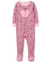 Carter's Baby Girls One-Piece Heart Floral-Print 100% Snug Fit Cotton Footed Pajamas