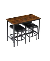 Simplie Fun 47" Industrial Bar Table Set with Sturdy Steel Base and Adjustable Feet