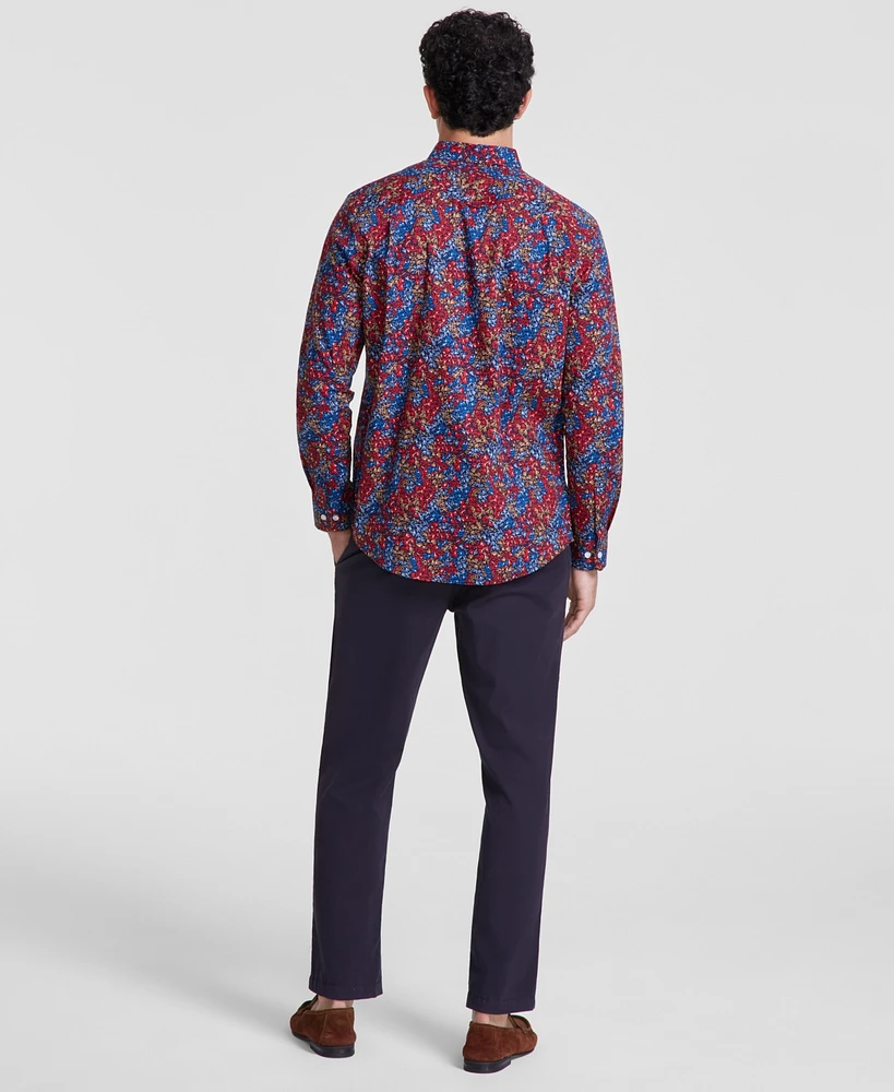 Club Room Men's Monty Leaf Poplin Shirt, Created for Macy's