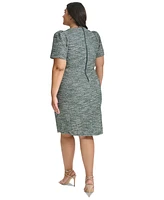 Calvin Klein Plus Jewel-Neck Tweed Sheath Dress