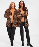 Jm Collection Plus Baroque Jacquard Open-Front Cardigan, Created for Macy's