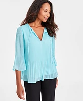 Jm Collection Women's Pleated Chiffon Flutter-Sleeve Top, Xs-4X, Created for Macy's