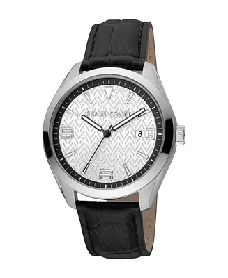 Roberto Cavalli Men's Quartz Leather Watch 42mm