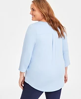 Jm Collection Plus Satin-Trim Top, Created for Macy's