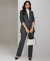 Calvin Klein Womens Pinstripe One Button Blazer Straight Leg Pants