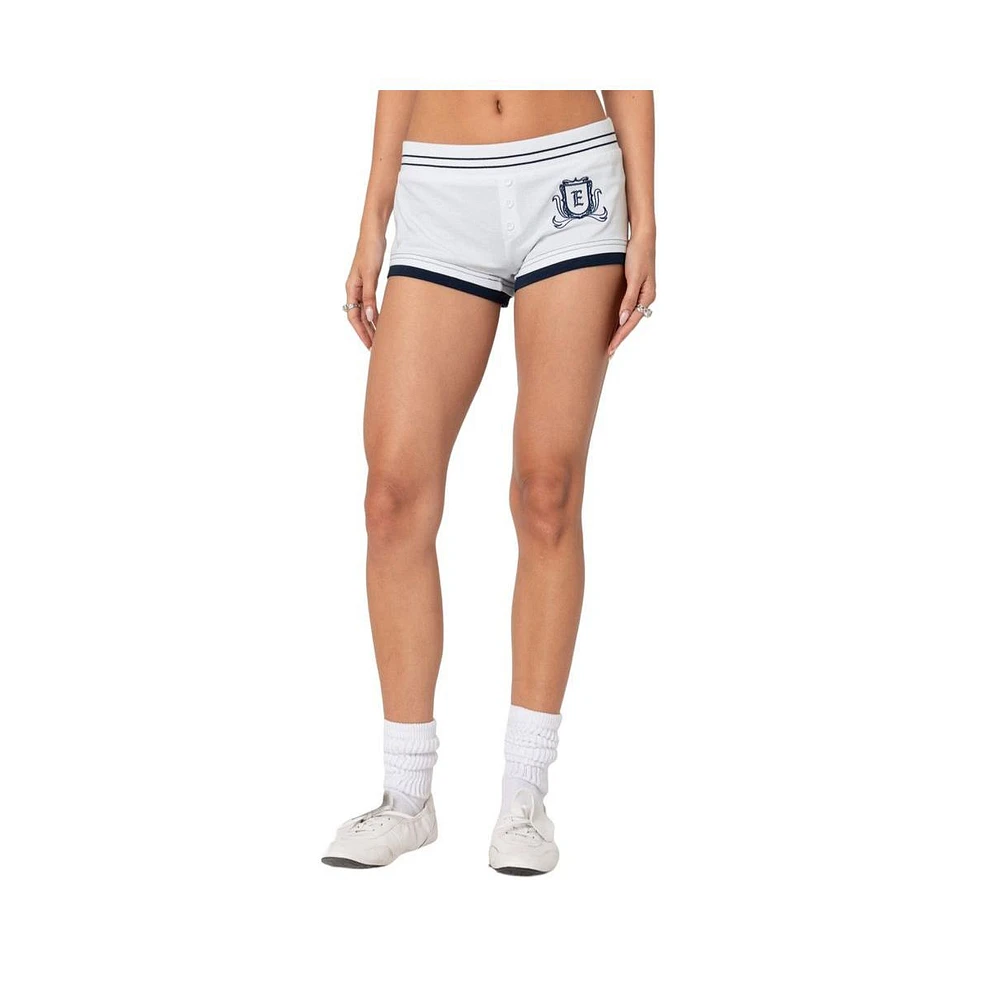 Edikted Women's Academia boxer brief shorts - White-and