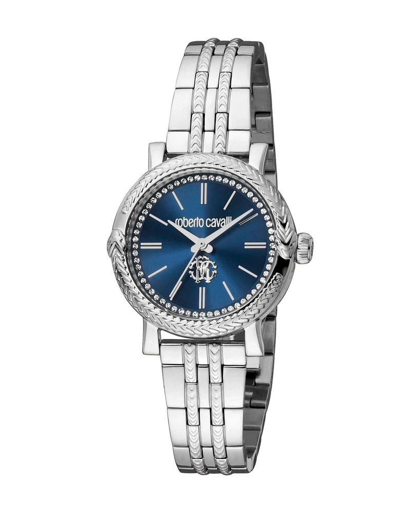 Roberto Cavalli Women's Quartz Silver-tone Stainless Steel Watch 30mm