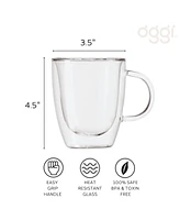 Oggi Set of 2, 12 oz Double Wall Glass Mug Set