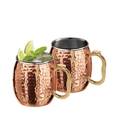 Oggi Set of 2, 18oz Hammered Stainless Steel Moscow Mule Mugs