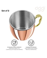 Oggi Set of 2 20oz Copper Plated Stainless Steel Moscow Mule Mugs