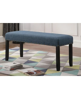 Simplie Fun Fabric Dining Bench with Nailhead Trim, Blue