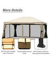 Aoodor 15.91ftx12ftx9.08ft. Outdoor Gazebo Tent Canopy Shelter, Aluminum Frame with Privacy Curtain and Netting, for Patio Garden Yard and Lawn