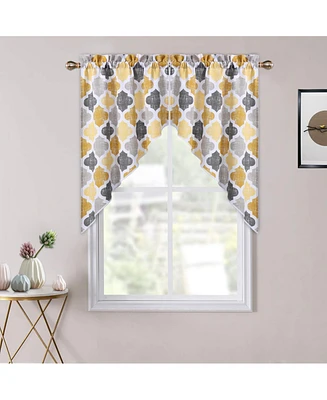 Caromio Geometric Quatrefoil Cotton Blend Kitchen Swag Valance Curtain Pair, 56" x 36"