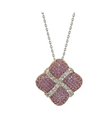 Suzy Levian New York Pink Sapphire & Lab-Grown White Sapphire Pave Wrapped Cushion Pendant Necklace in Sterling Silver by Suzy Levian