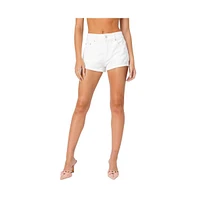 Edikted Women's Bow pocket washed denim shorts