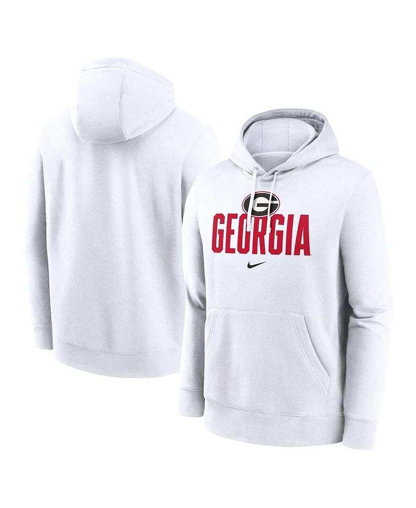 Nike Men's White Georgia Bulldogs Primetime Club Fleece Pullover Hoodie