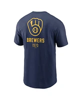 Nike Men's Navy Milwaukee Brewers Large Logo Back Stack T-Shirt