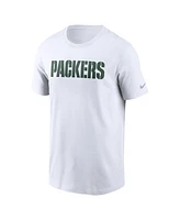 Nike Men's White Green Bay Packers Primetime Wordmark Essential T-Shirt