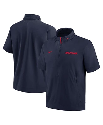 Nike Men's Navy Arizona Wildcats 2024 Sideline Coach Short Sleeve Half-Zip Hoodie Jacket