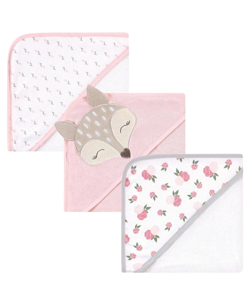 Hudson Baby Infant Girl Cotton Rich Hooded Towels, Fawn, One Size