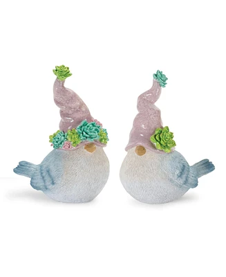 Slickblue Succulent Bird Gnome Figurine (Set of 2)