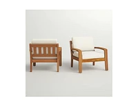 Simplie Fun Grenada Club Chairs Acacia Wood and Sunbrella Cushions for Outdoor Comfort