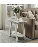 Streamdale Furniture Two-Tone Wood Shelf Side Table in Weathered Gray and Beige