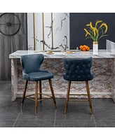Mid-Century Modern Suede-Like Counter Height Stools (Set of 2)