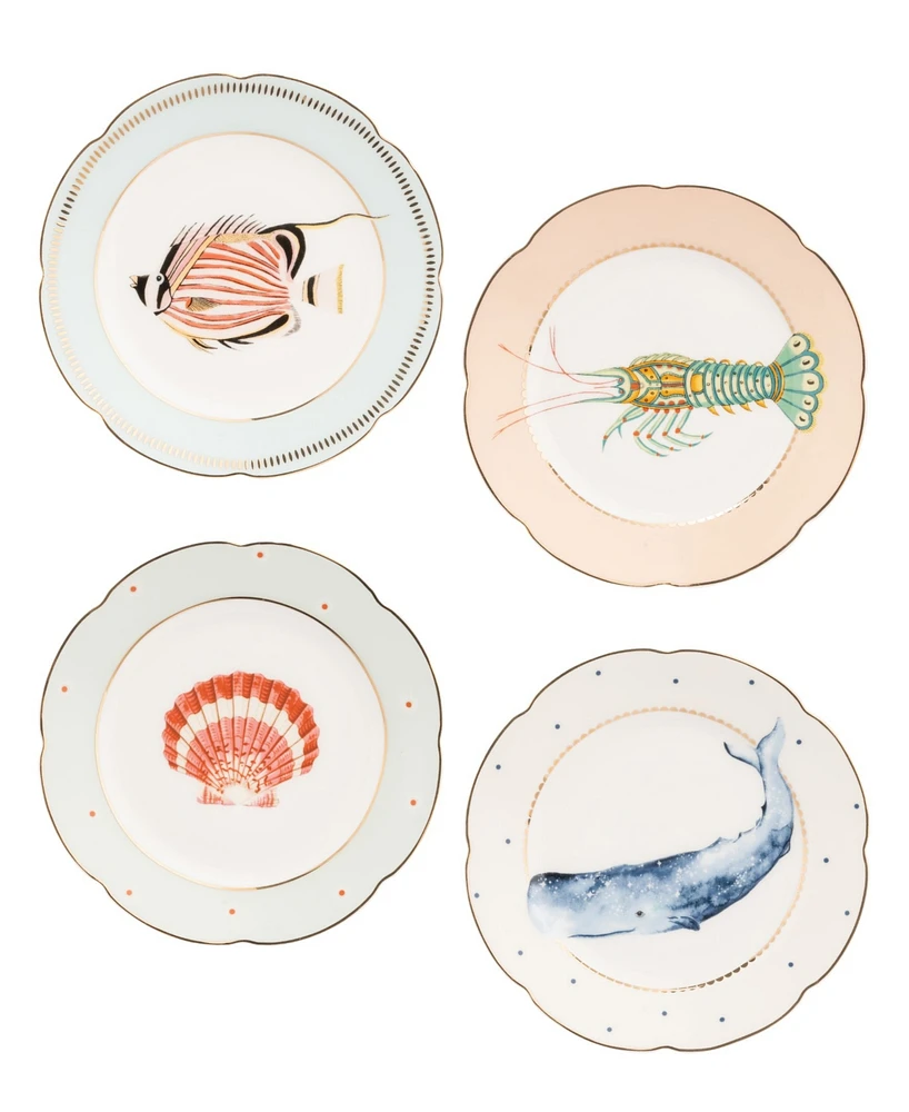 Yvonne Ellen Fishy Tea Plates, Set of 4