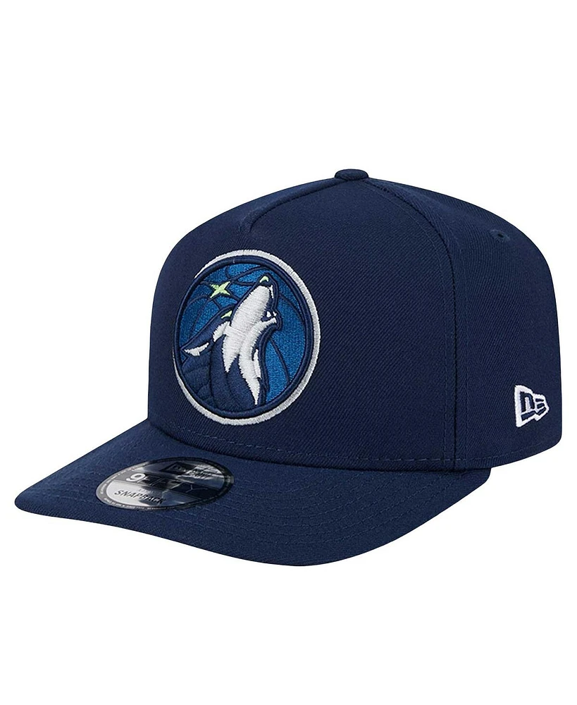 New Era Men's Navy Minnesota Timberwolves Logo A-Frame 9FIFTY Snapback Hat