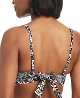 Bar Iii Women's Printed Lace-Up Sweetheart Bikini Top, Created for Macy's