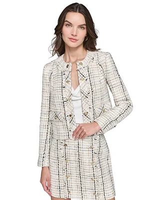 Karl Lagerfeld Paris Women's Tweed Button-Trim Jacket