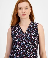 Anne Klein Women's Printed Sleeveless V-Neck Shell Top