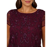 Adrianna Papell Plus Size Sequined-Mesh Evening Gown