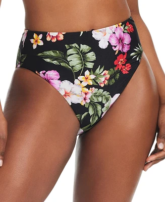 Bar Iii Women's Floral-Print High-Waist High-Leg Bikini Bottoms, Created for Macy's