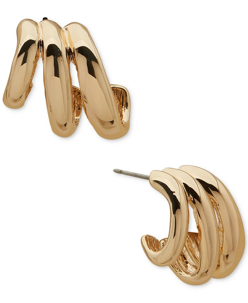 Anne Klein Gold-Tone Swirl Spring Button Earrings