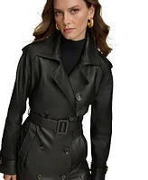 Donna Karan New York Women's Belted Leather Trench Coat